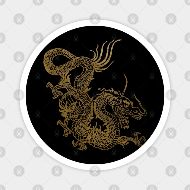 Gold Chinese Dragon Magnet by NINE69